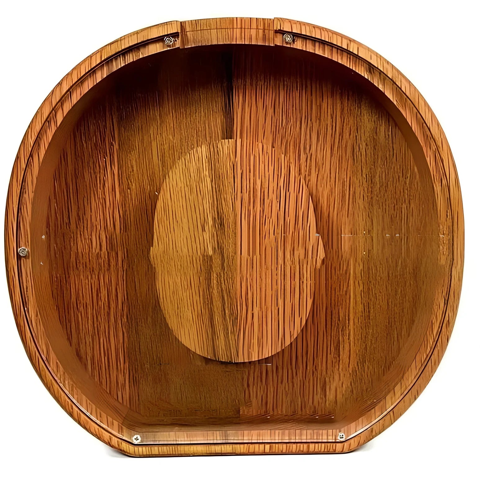 Handmade wooden letter piggy bank with personalised initial, showing 15cm height and 5cm coin slot for UK coins