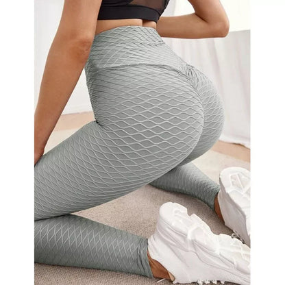 High waist jacquard stretch fitness pants in various colors for yoga and running