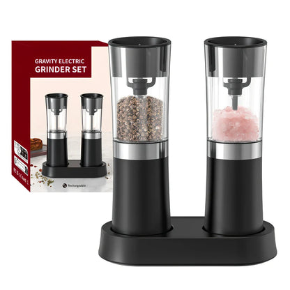 Stainless steel electric pepper grinder with button operation and Type-C charging port