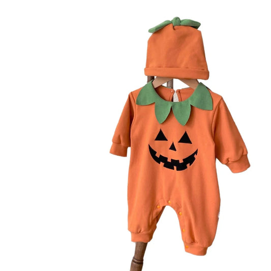 Cotton corduroy baby jumpsuit with long sleeves and pullover closure in European-American style