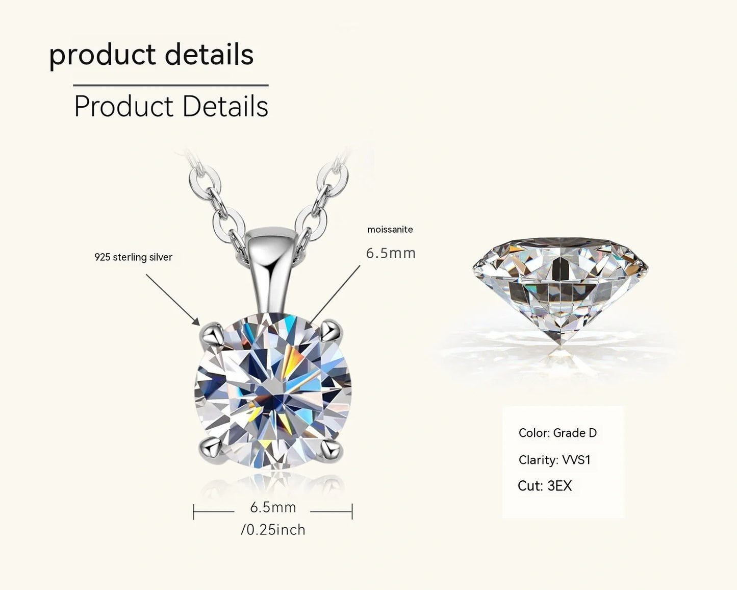 Elegant four-claw diamond necklace in silver and gold, perfect for any occasion.