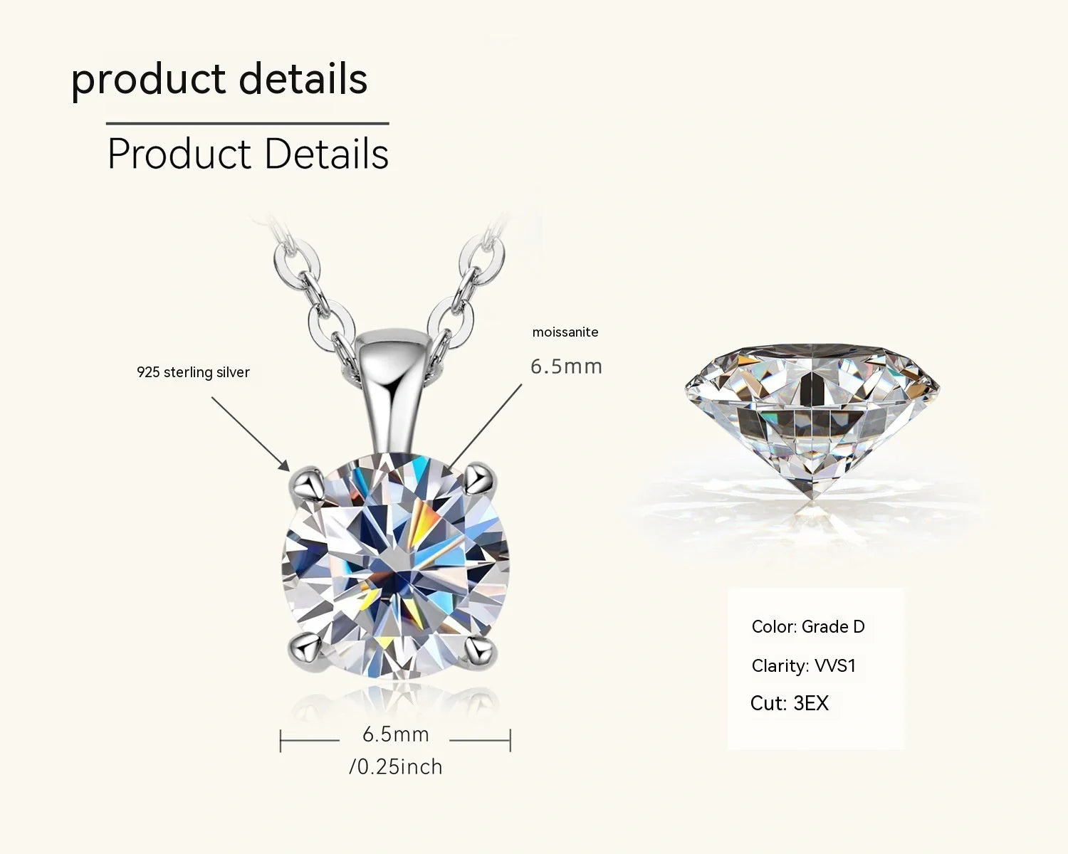 Elegant four-claw diamond necklace in silver and gold, perfect for any occasion.