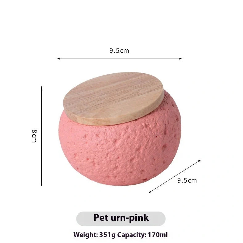 Cement pet funeral urn with spray colour finish in six colour options for ashes storage