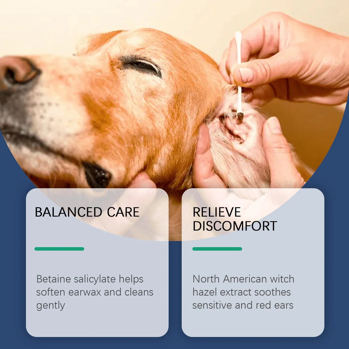 100ml bottle of dogs and cats ear cleaner for gentle earwax removal in pet care