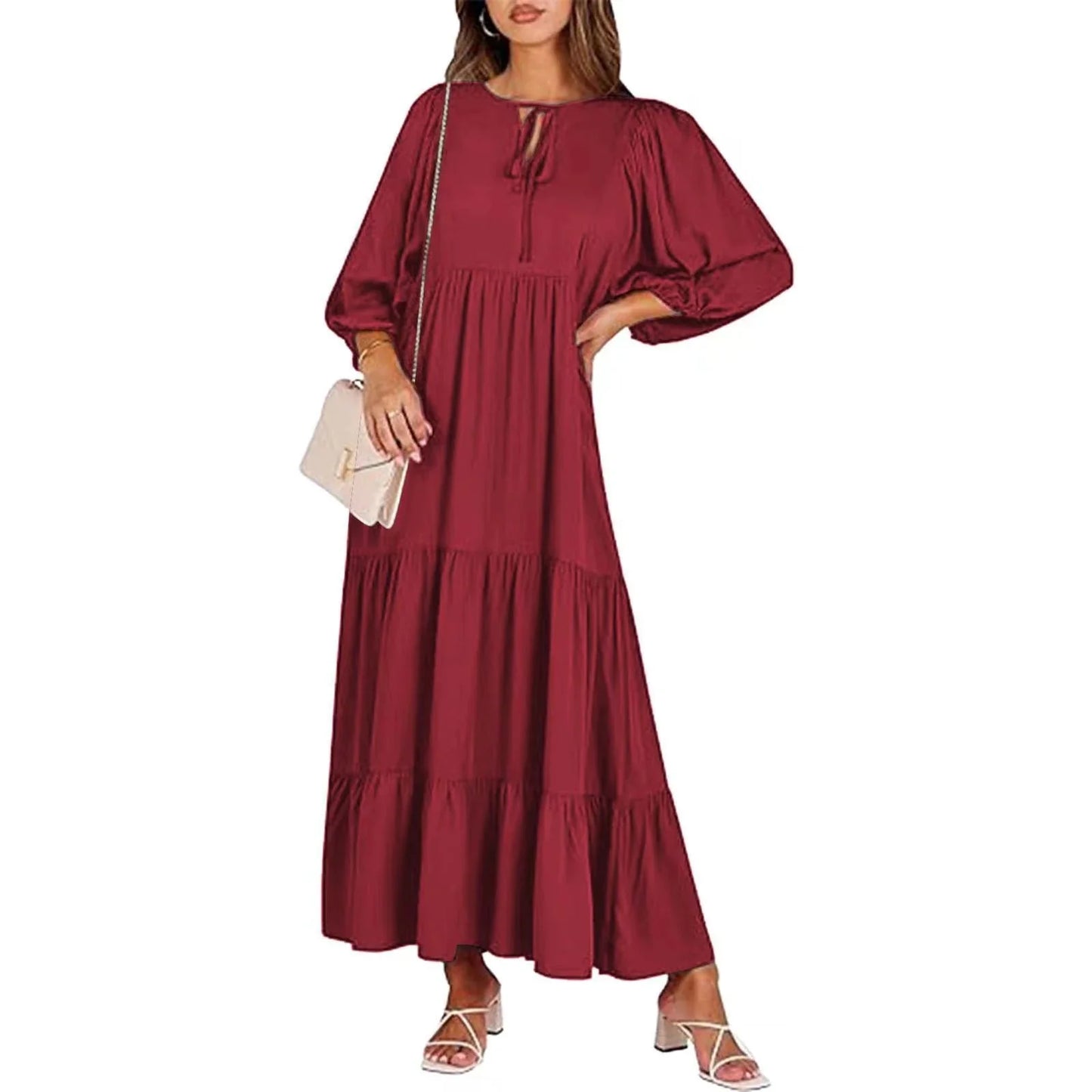 Elegant boho-chic summer dress with floral print in various color options