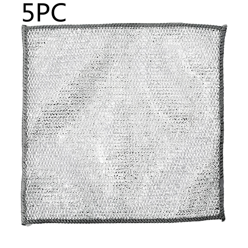 Silver silk cloth pattern steel wire cleaning cloth measuring 20x20cm for kitchen pots and bowls