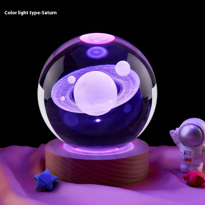 Moon small night lamp with crystal ball and USB base in celestial design theme
