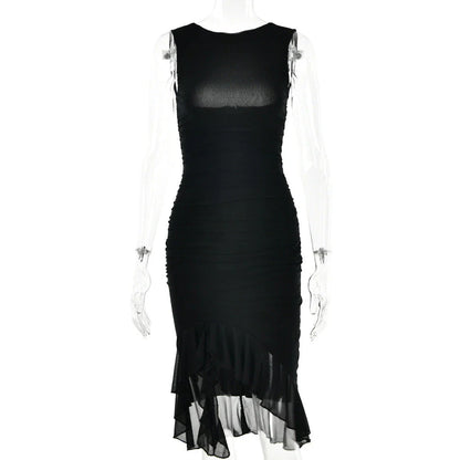 Slim, sleeveless mini dress in various colors, perfect for summer parties and clubs