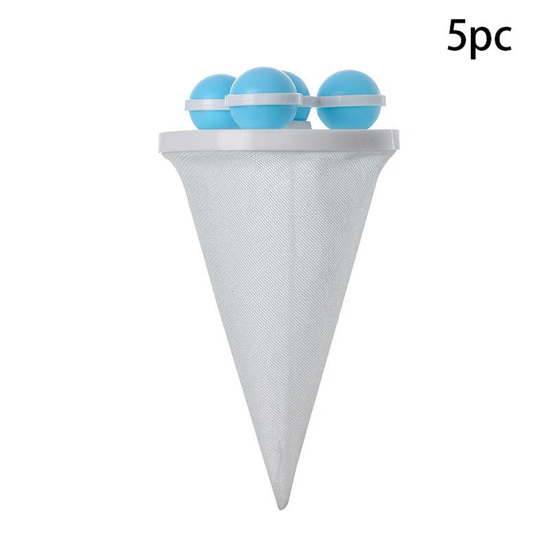 Ultra-fine mesh washing machine lint catcher in purple, blue, and pink