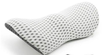 Ergonomic lumbar support pillow with grey 4D mesh fabric cover and memory foam core