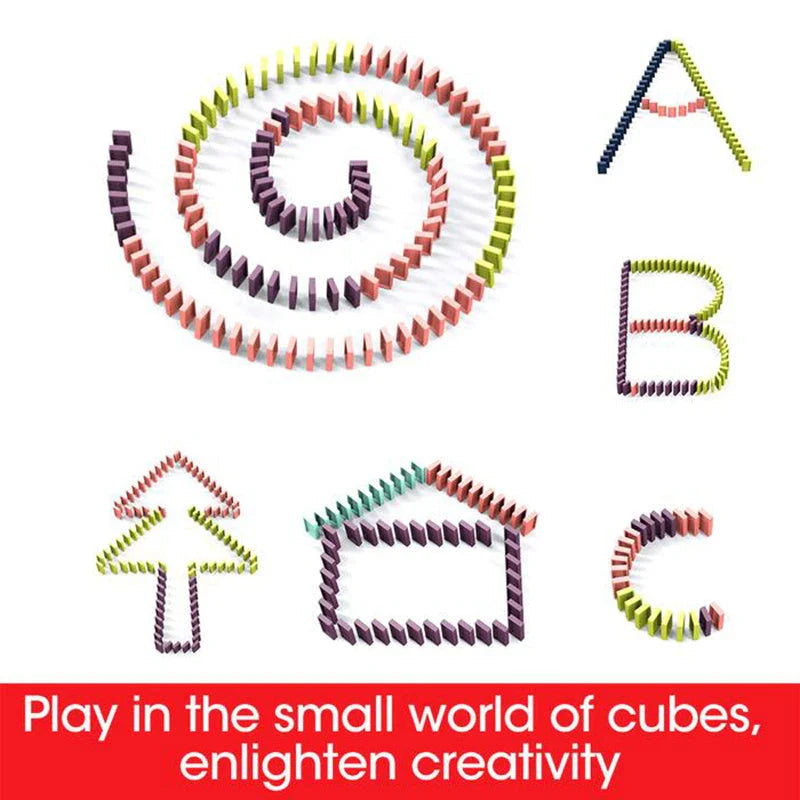 Automatic Domino-Building Train Toy with Mesmerizing Domino Display and Steering Mechanism