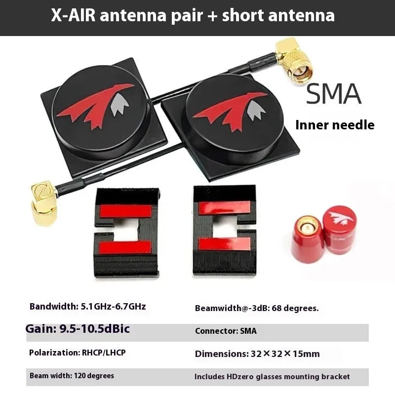 TRUERC X-AIR MKII 5.8G RHCP SMA metal antenna pair for FPV goggles and video receivers