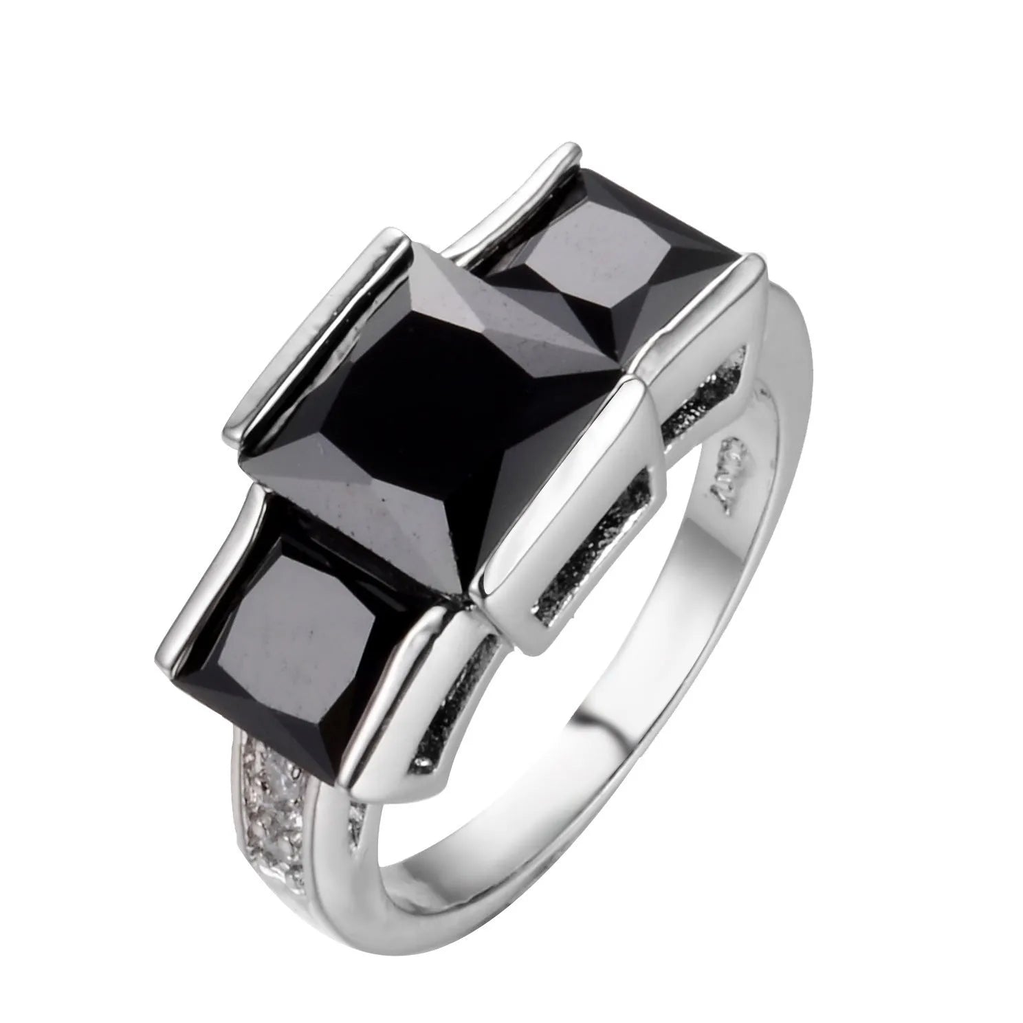 Copper ring with geometric design and electroplated finish in multiple colour options