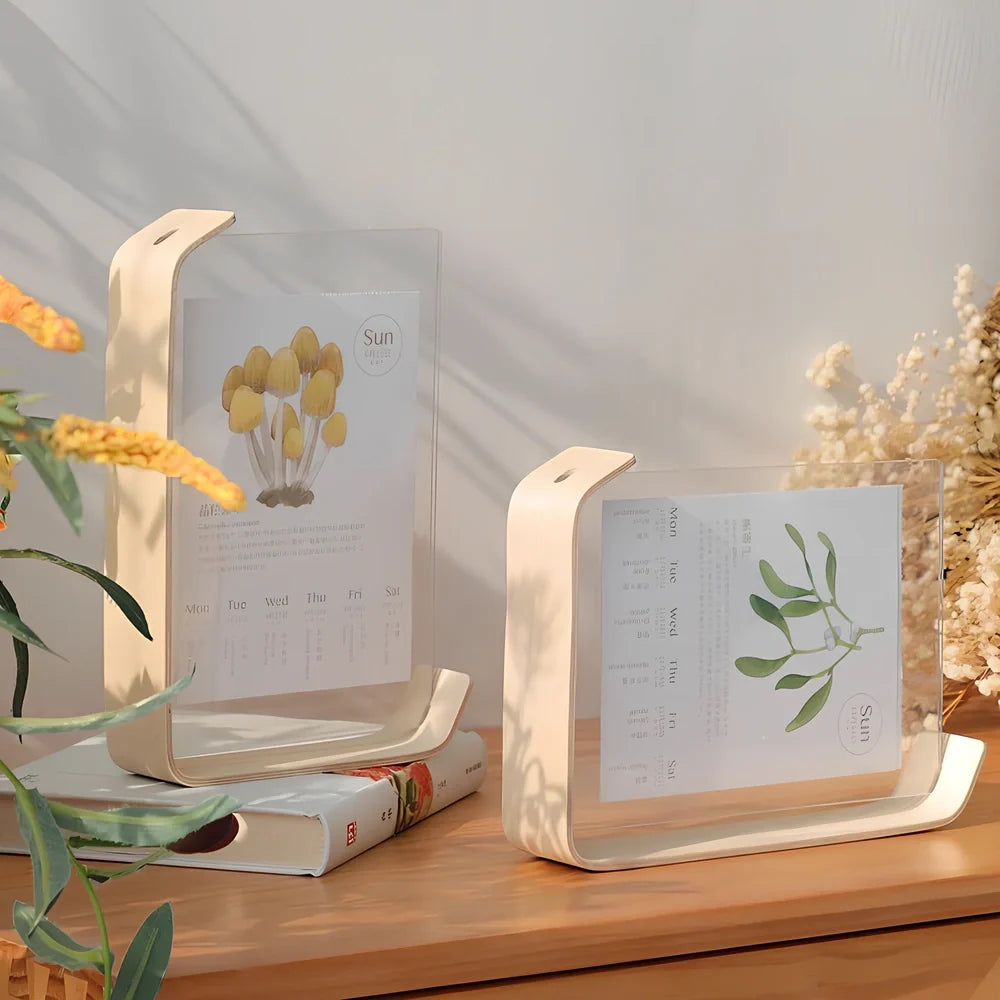 Wooden photo frame with herbarium display in log colour, 6-inch and 8-inch sizes