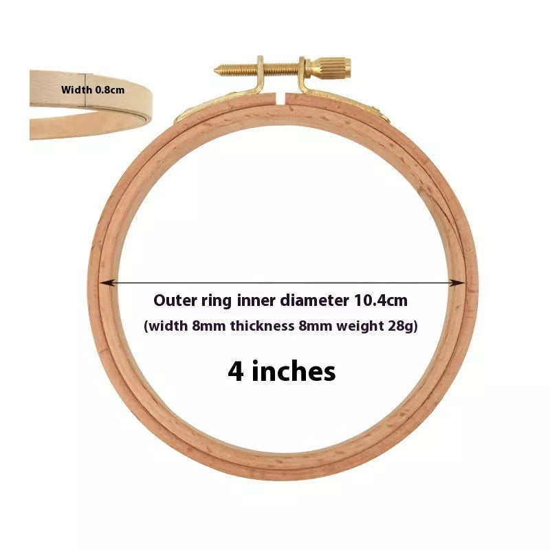 Adjustable Cross Wreath in bamboo for embroidery projects, sizes 4 to 12 inches