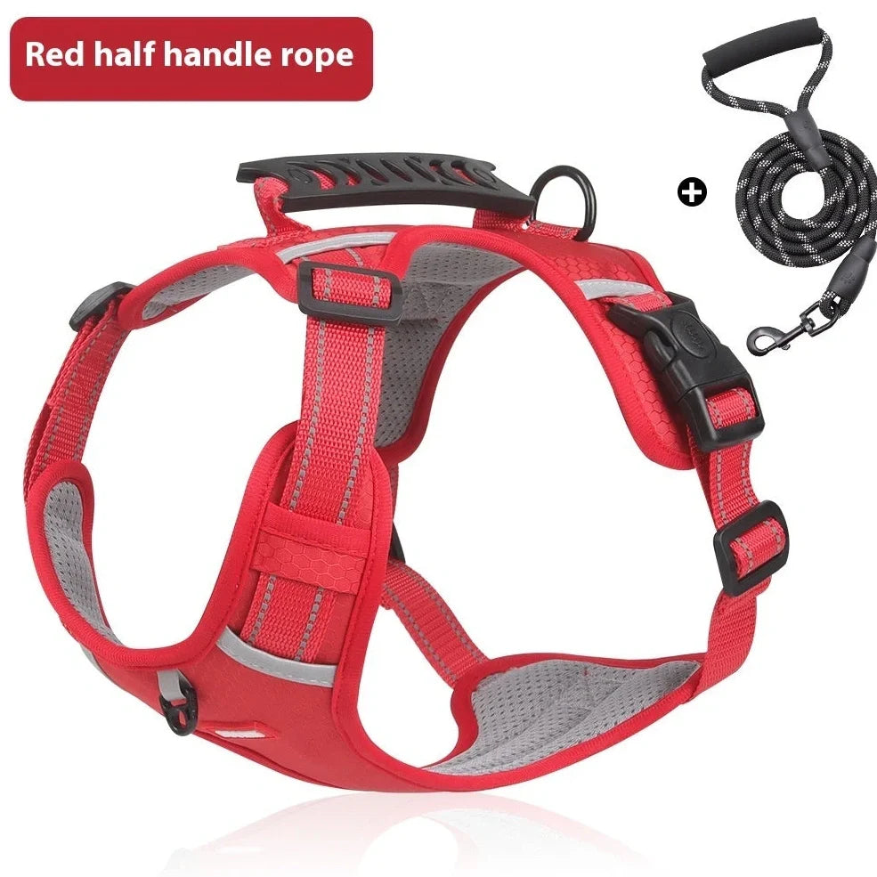 Reflective pet chest strap in multiple colours with adjustable sizing for dog walking safety