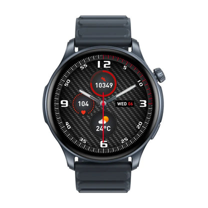 Btalk 3 Pro smart watch in blue showing AMOLED display with heart rate and call functions