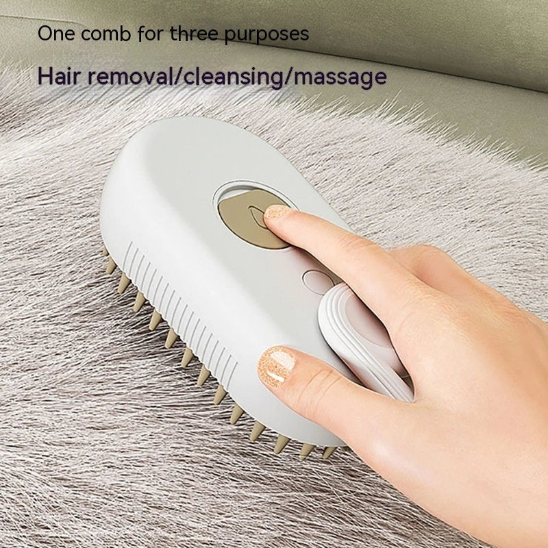 Versatile pet grooming brush with steam spray function for deep cleaning and rejuvenating your pet's coat