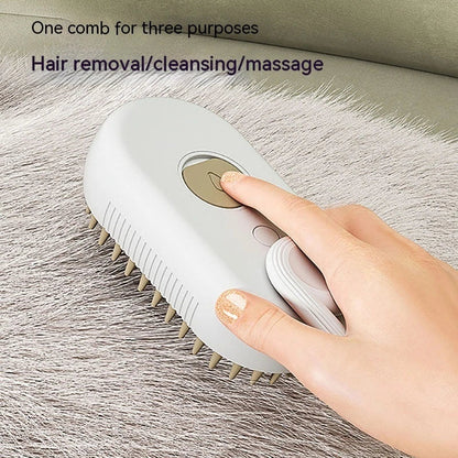 Versatile pet grooming brush with steam spray function for deep cleaning and rejuvenating your pet's coat