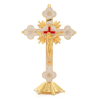 Zinc alloy geometric car ornament in gold and diamond finish, measuring 30cm by 19cm.