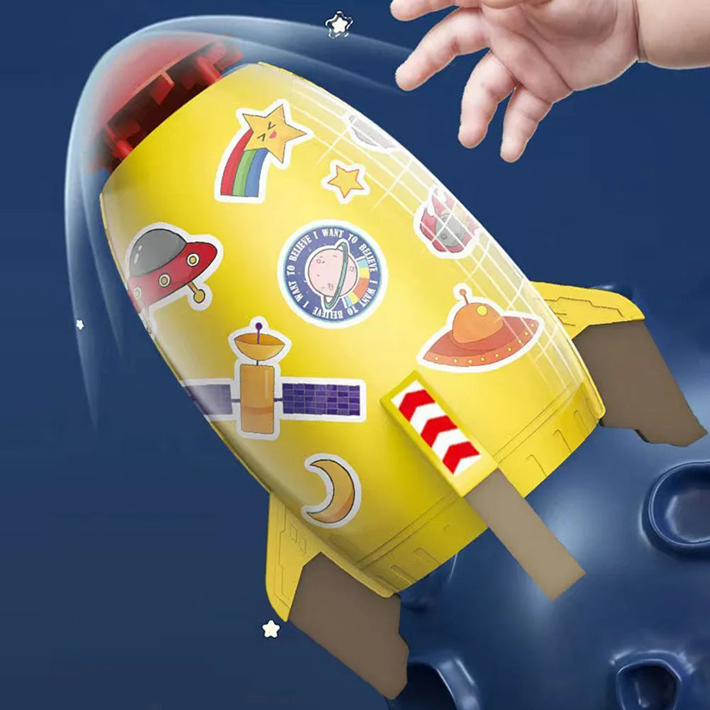 Outdoor water pressure rocket launcher toy for children's garden play with plastic construction