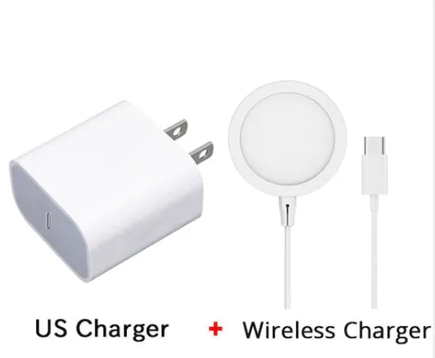 Magsafe magnetic wireless charger in silver metal for iPhone 12 and 13 series with 9V output