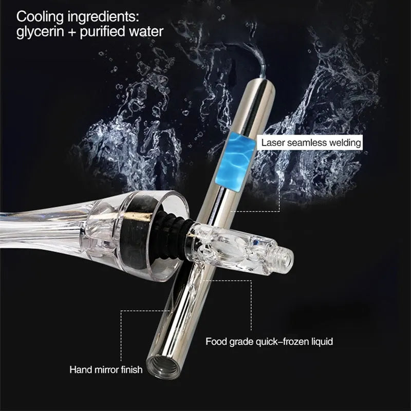 Stainless steel wine chilling rod with acrylic aerator pourer for cooling bottles from inside