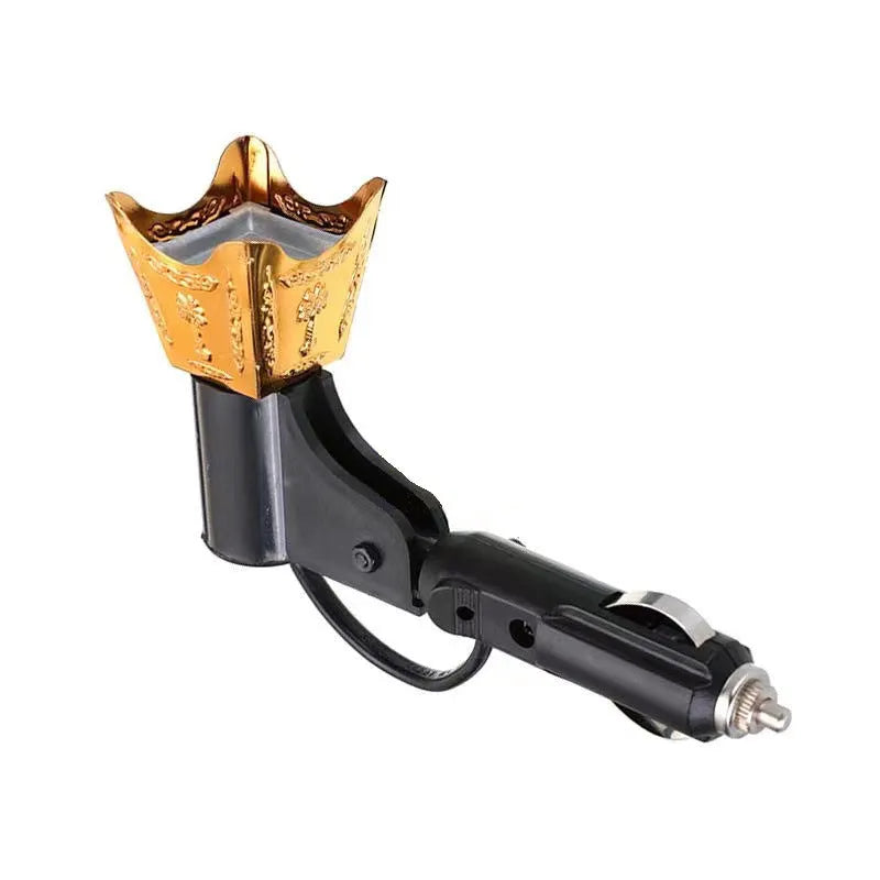 Electroplated iron car incense burner with plug-in adapter in antique blue, gold, red copper, or silver finish
