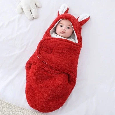 Baby Hold newborn swaddle sleeping bag with lamb wool fabric in blue colour option