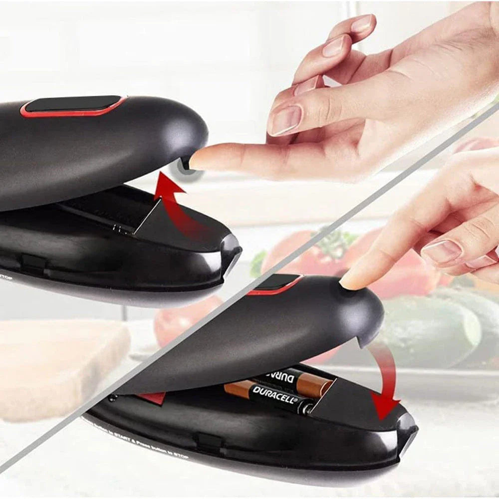 Convenient electric can opener with modern, compact design for effortless, hands-free can opening