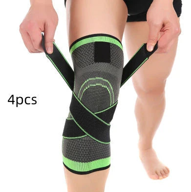 Durable sports knee brace with premium materials, 3D weaving technology, and customizable pressure belt design for active lifestyles