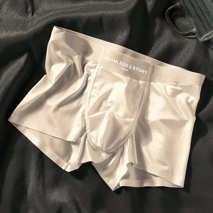 Men's ice silk underwear in mid-waist design showing coffee colour option