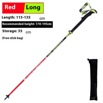 Carbon fibre folding climbing cane with telescopic sections, tungsten steel tip, and EVA foam handle