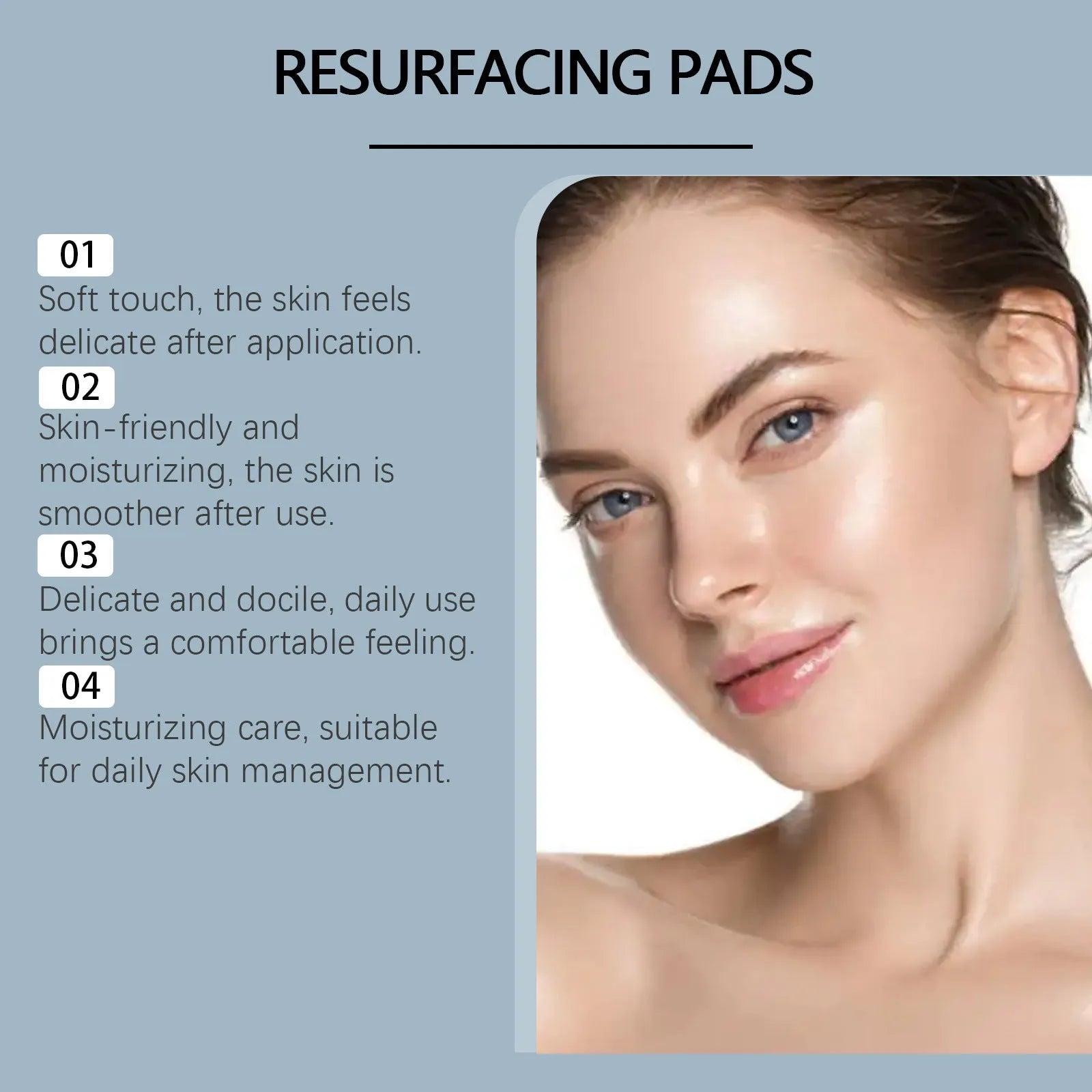 Glycolic acid exfoliating facial pads with vitamins C and E in cotton cloth format