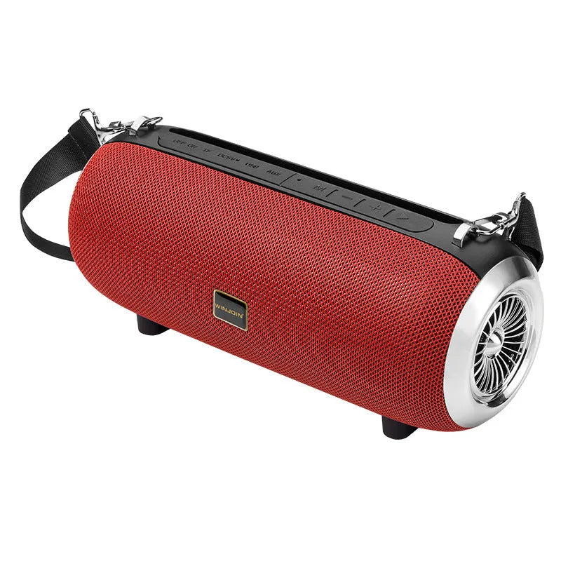 F666 Mini portable Bluetooth speaker in black with retractable FM antenna and shoulder strap.