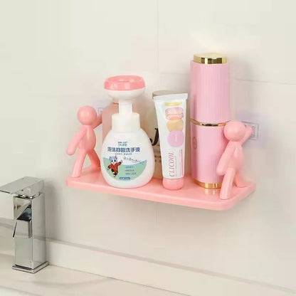 Creative little man doll design wall-mounted shelf for kitchen storage