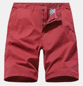 Men's blue denim casual shorts with a loose fit, no belt, and straight legs on a plain background.