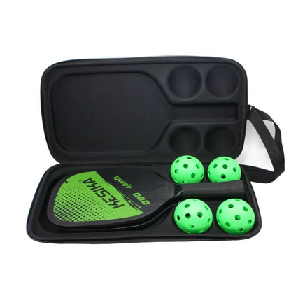 Black EVA pickleball racket storage case with double shoulder straps, dimensions 45x25x8cm