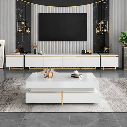 Modern minimalist multifunctional coffee table TV cabinet with tempered glass and baking paint finish