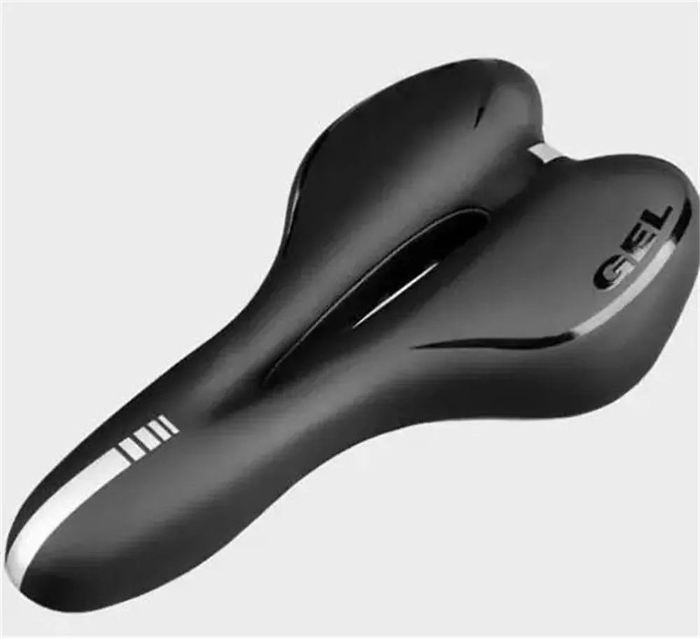 Bicycle cushion with thickened silicone saddle, spring suspension, and PU leather surface on bicycle seat post