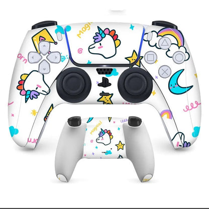 Non-adhesive micro-frosted PVC protection stickers for Sony PS5 DualSense controller in various colours.