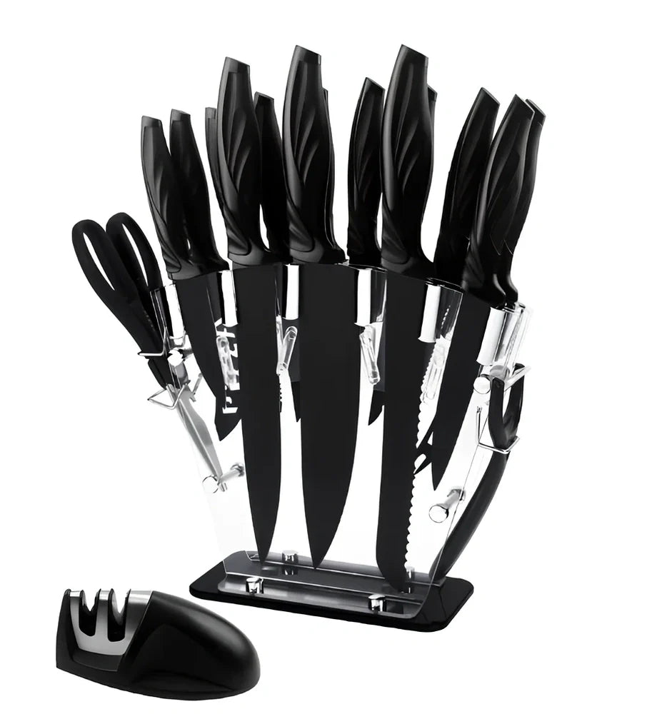 17-piece stainless steel kitchen knife set with Maifanshi coating and 20cm blades
