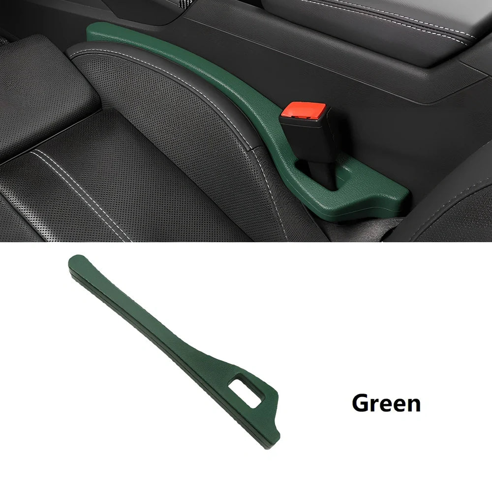 Black and green car seat gap filler strips, 5cm thick PU material, universal fit for vehicles