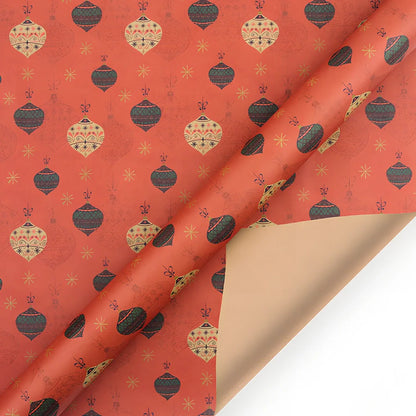 Vintage Christmas kraft wrapping paper showing one of six designs with 80g weight specification