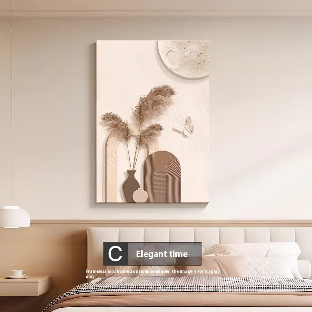 Abstract line character design on 40x60cm embossed film wall mural with frameless installation