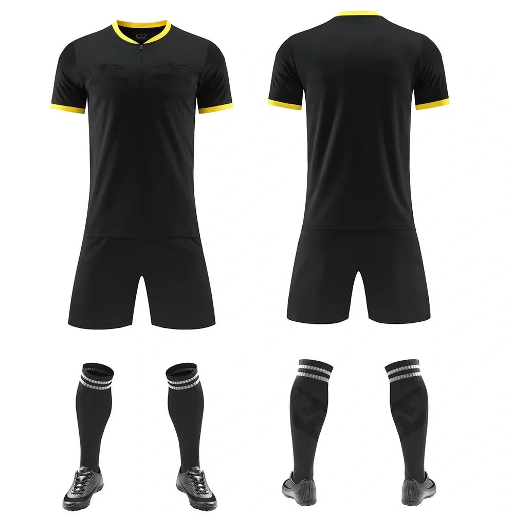 Bamboo fibre football referee clothing suit in yellow with polyester lining for match officials