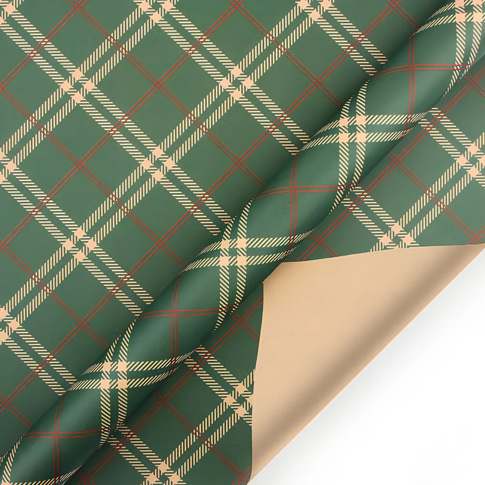 Vintage Christmas kraft wrapping paper showing one of six designs with 80g weight specification