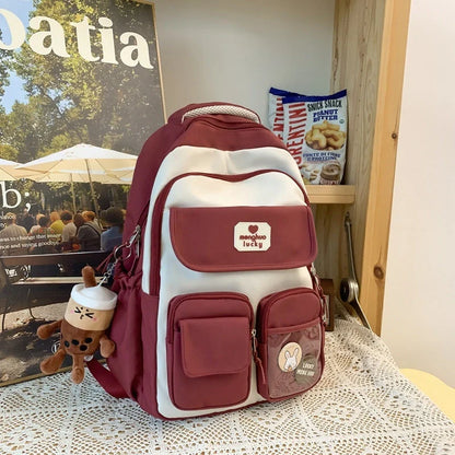 Stylish preppy backpack for women with large capacity and multiple pockets