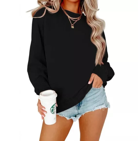 Solid color crew neck long sleeve hoodie in various colors for men and women