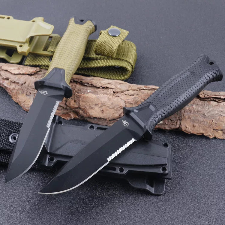 Wilderness Survival Jungle Adventure Diving Gaiter Knife with gun titanium coating and FRN handle
